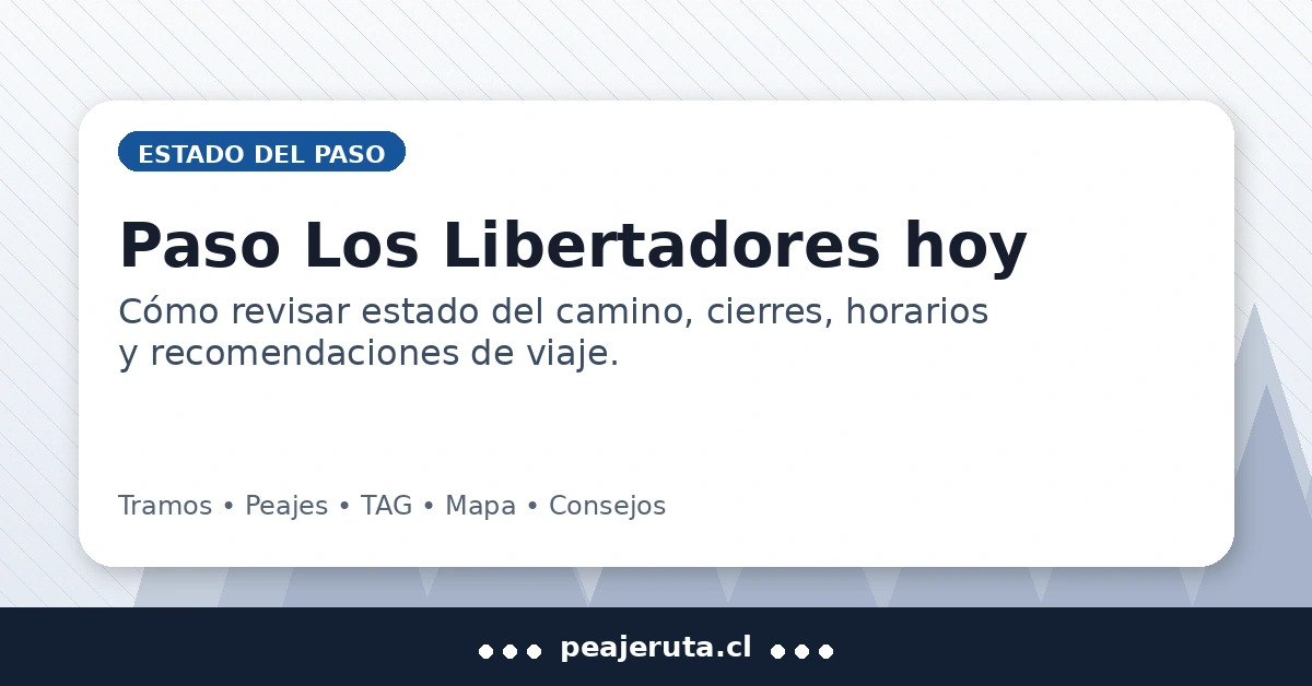 Paso Los Libertadores hoy: estado del camino, cierres y recomendaciones de viaje (PeajeRuta.cl)