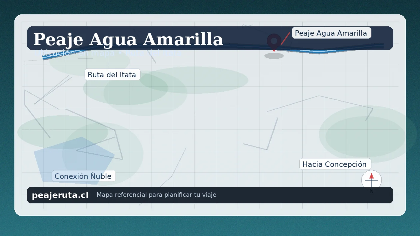 Mapa del Peaje Agua Amarilla para planificar ruta entre Ñuble y Biobío