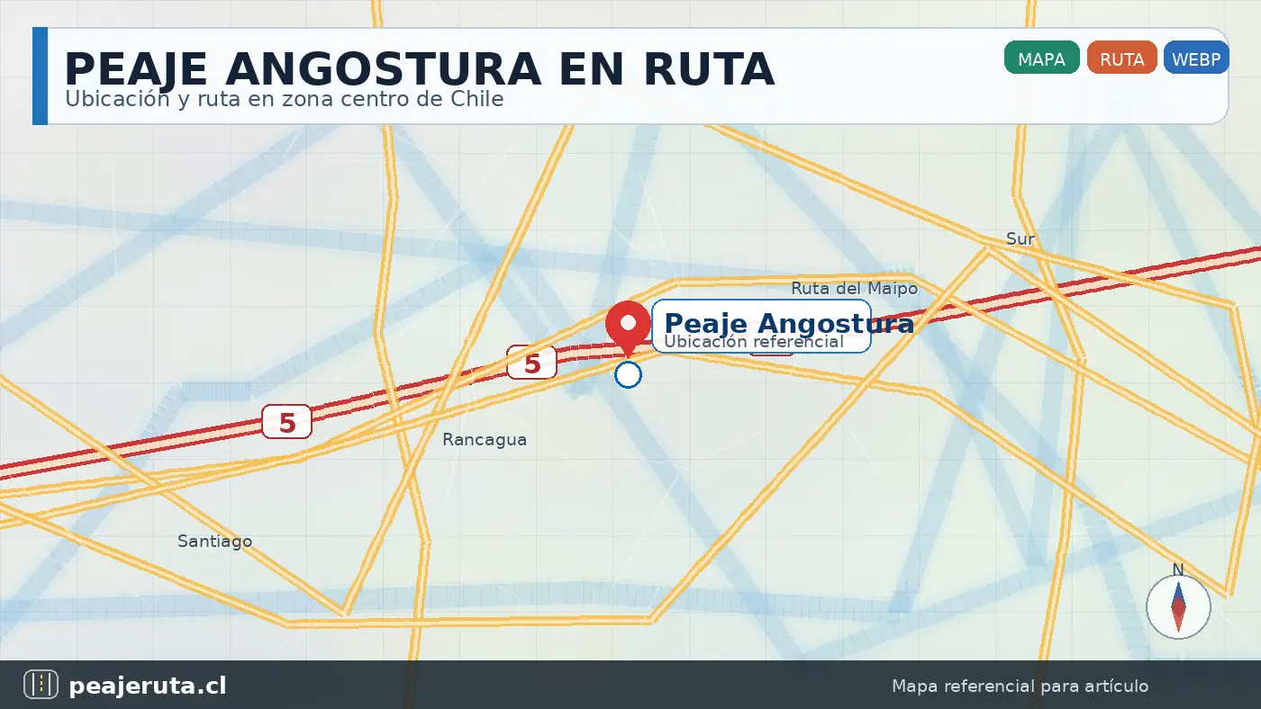 eaje Angostura mapa visual de ubicación y ruta en la zona centro de Chile