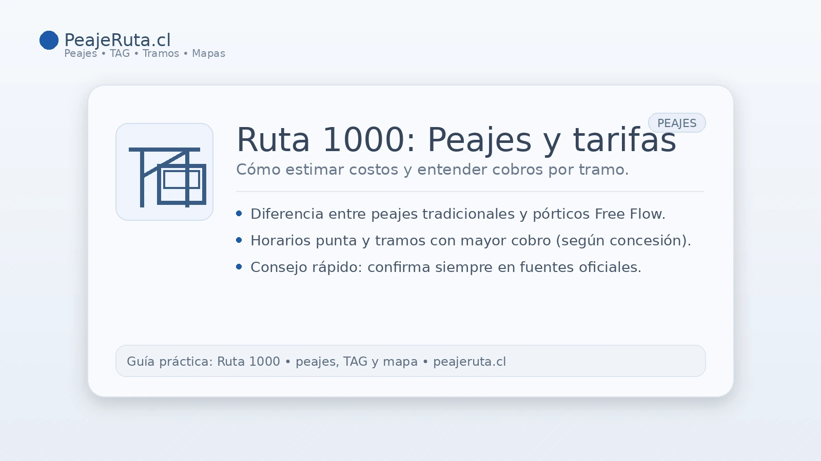 Peajes en Ruta 1000: tarifas por tramo y consejos para estimar costos de carretera