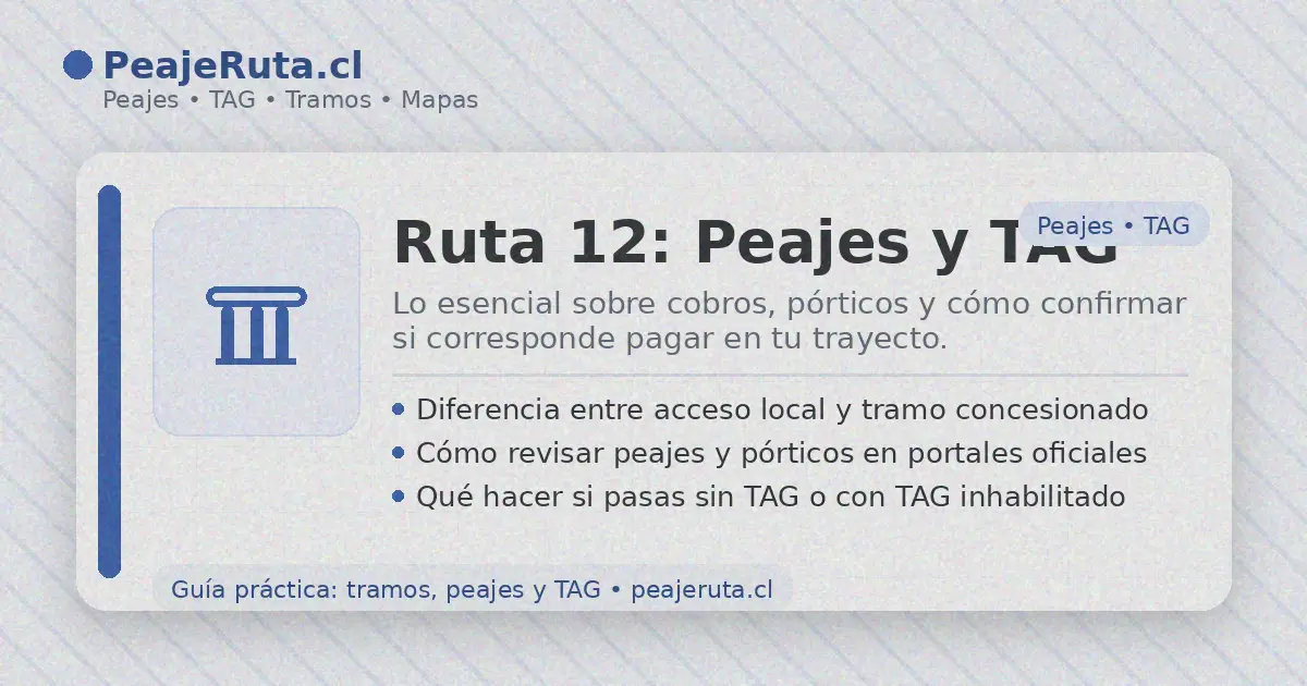 Ruta 12: peajes y TAG en Arica, cómo confirmar pórticos y cobros del trayecto