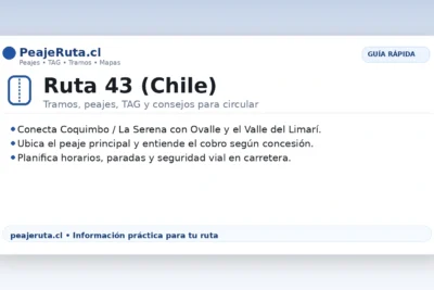 Ruta 43 en Chile: tramos, peajes y TAG entre Coquimbo, La Serena y Ovalle (guía PeajeRuta)
