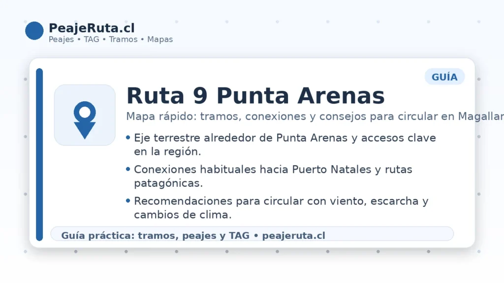 Ruta 9 Punta Arenas: mapa rápido de tramos y consejos para circular en Magallanes
