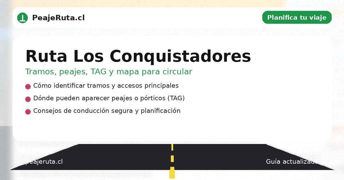 Guía Ruta Los Conquistadores (Chile): planificación de tramos, peajes y recomendaciones de conducción | PeajeRuta.cl