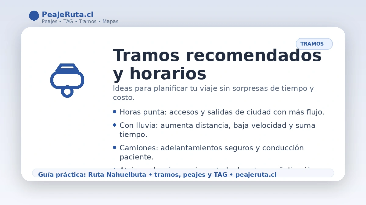 Tramos recomendados y horarios para viajar por Ruta Nahuelbuta, con tips para lluvia, tiempos de viaje y alto tránsito de camiones.