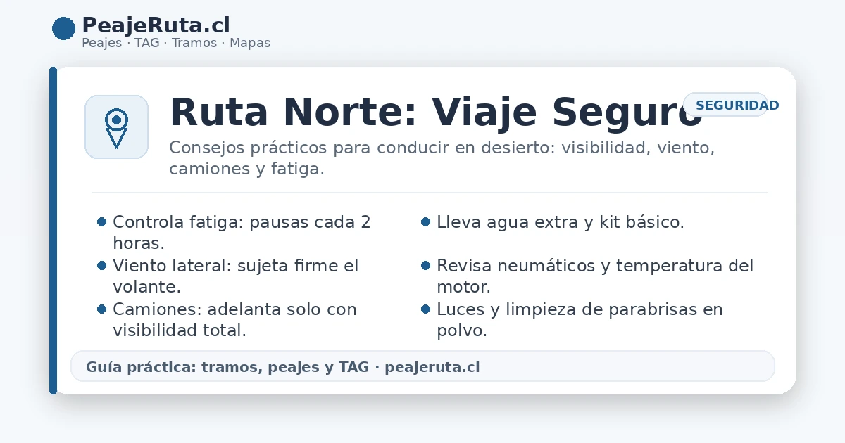 Conducción segura en Ruta Norte: desierto, viento, camiones y recomendaciones de carretera