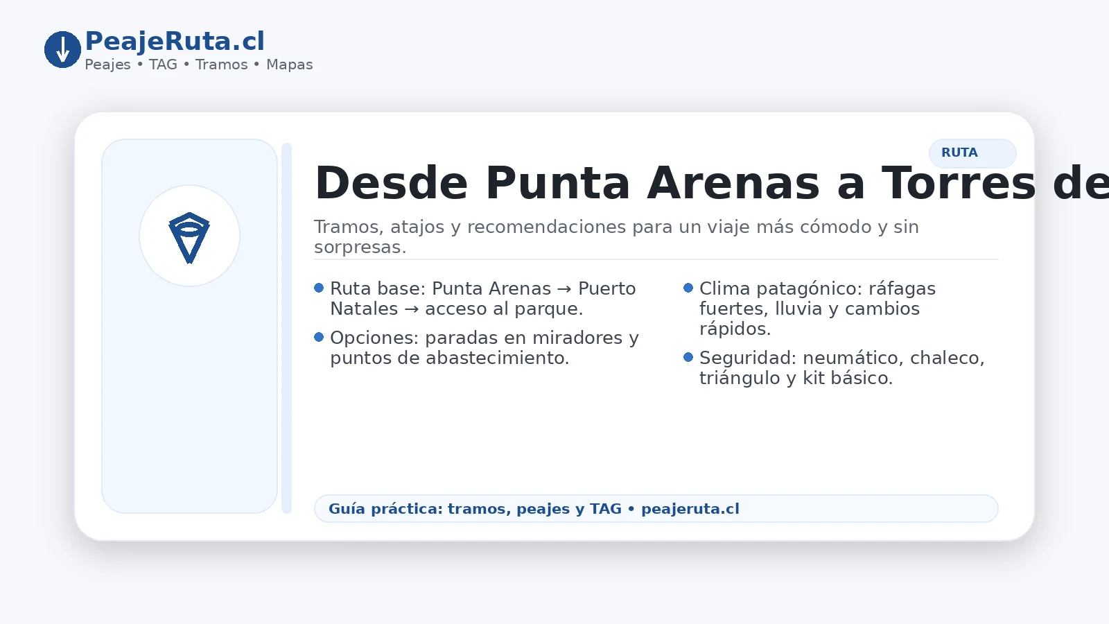 Ruta desde Punta Arenas a Torres del Paine: mapa de tramos y recomendaciones para circular