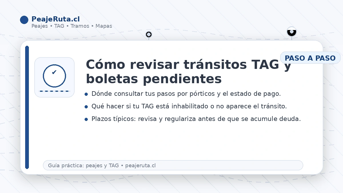 Cómo revisar tránsitos TAG y boletas pendientes por patente en autopistas de Chile