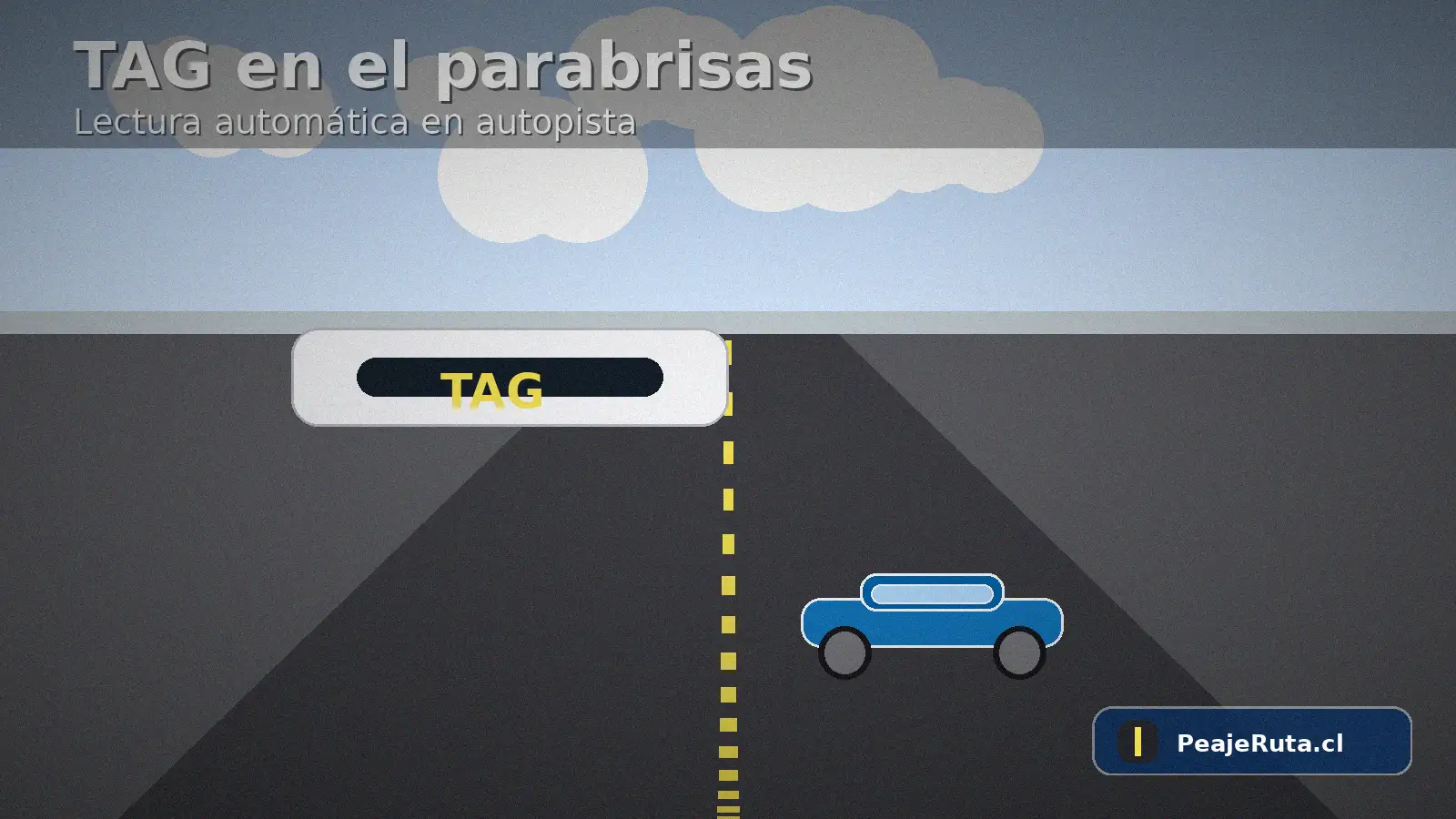 Dispositivo TAG instalado en el parabrisas para telepeaje en Ruta 78