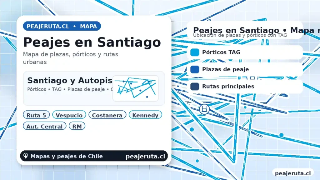 Peajes en Santiago mapa de plazas y pórticos TAG en autopistas urbanas