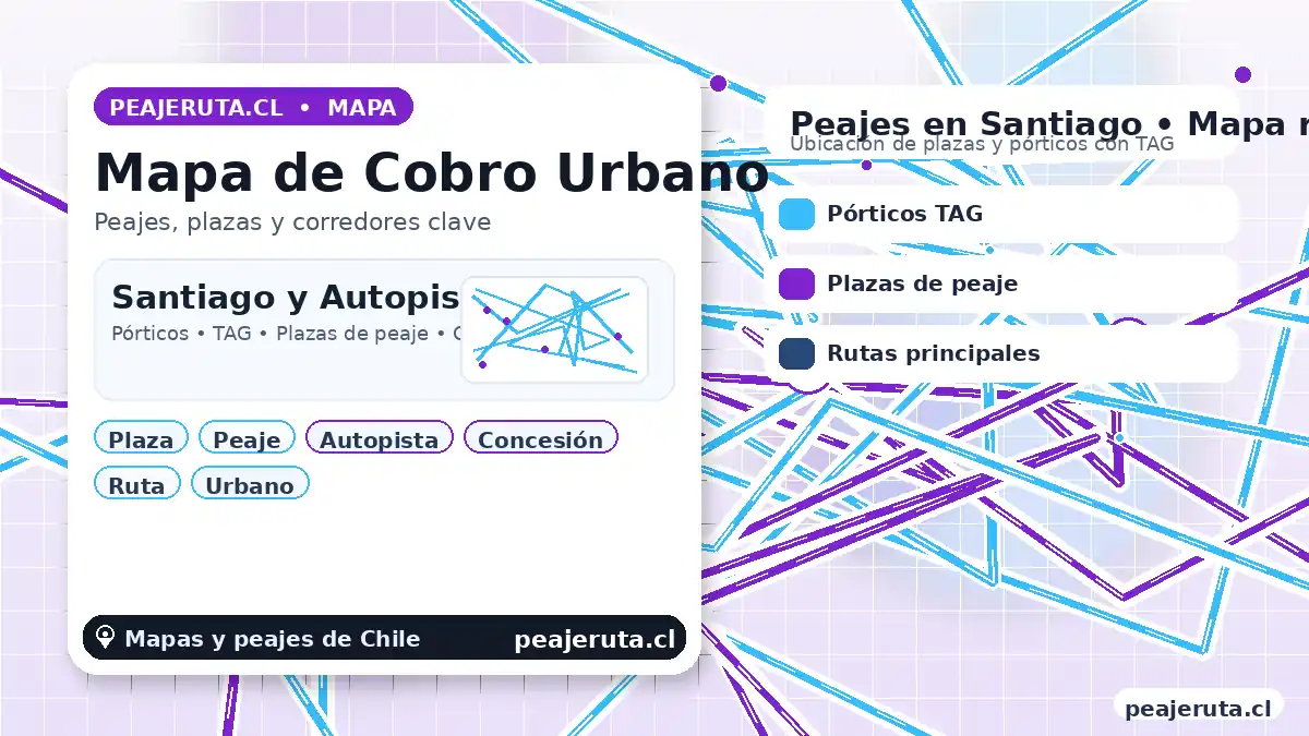 Mapa visual de peajes en Santiago para planificar rutas y pagos de autopista