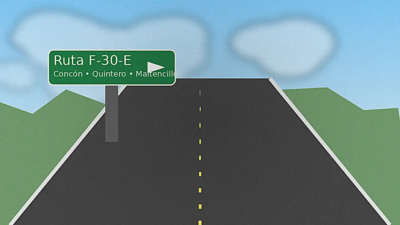 Señal de Ruta F-30-E hacia tramos y ruta recomendada
