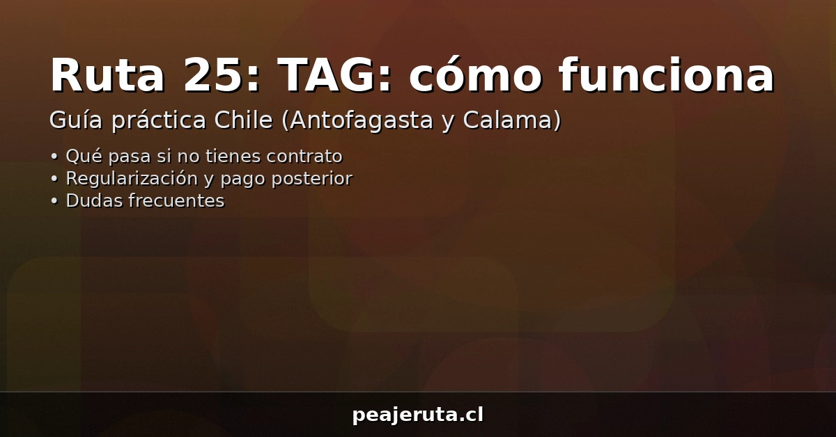 TAG en Ruta 25: cómo funciona, qué pasa si no tienes contrato y cómo regularizar (PeajeRuta.cl)